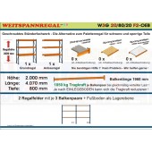 Weitspannregal W3G 20/80-20F2 Länge 4070 mm