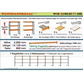 Weitspannregal W3G 20/80-20F7 Länge 14120 mm