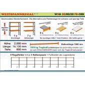 Weitspannregal W3G 20/80-20F8 Länge 16130 mm