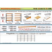 Weitspannregal W4G 25/60-15F5 Länge 7425 mm