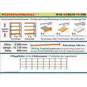 Zoch Regalbau - Weitspannregal W4G 25/80-20F8 Länge 16130 mm 
